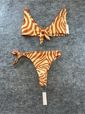 iNAMORATA Orange and Cream Zebra Print Top